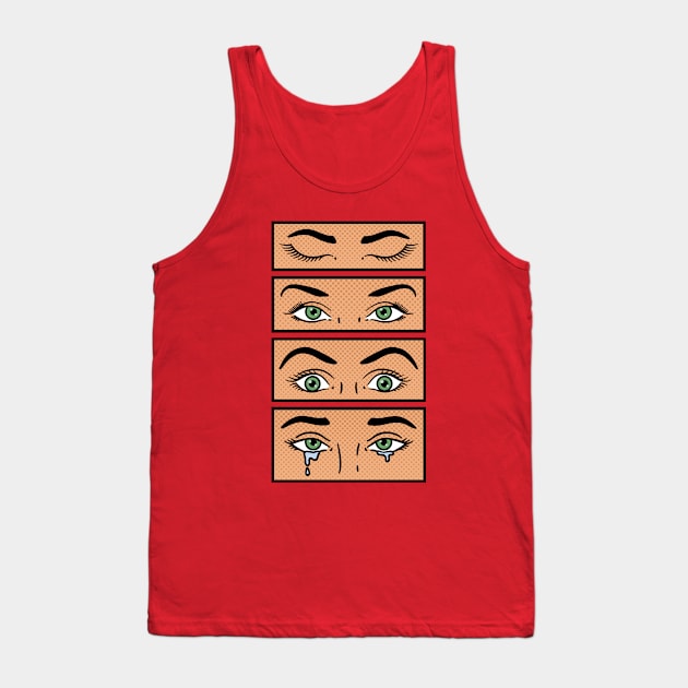 Comic Girl Eyes Tank Top by Bruno Pires